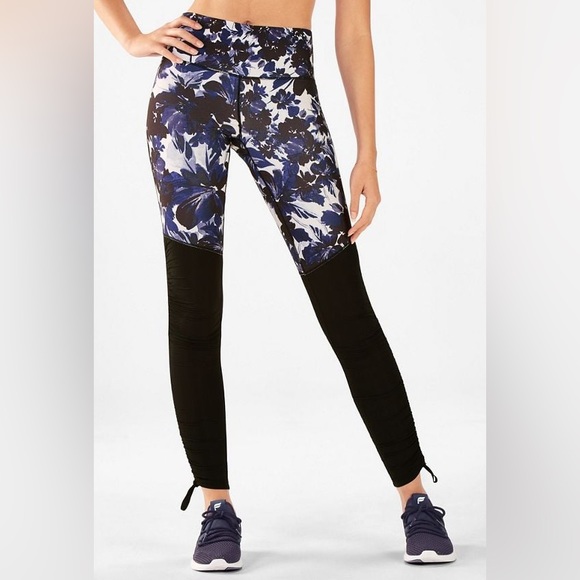 Fabletics Pants - M // Fabletics Blue/Black Cashel Foldover PureLuxe Leggings